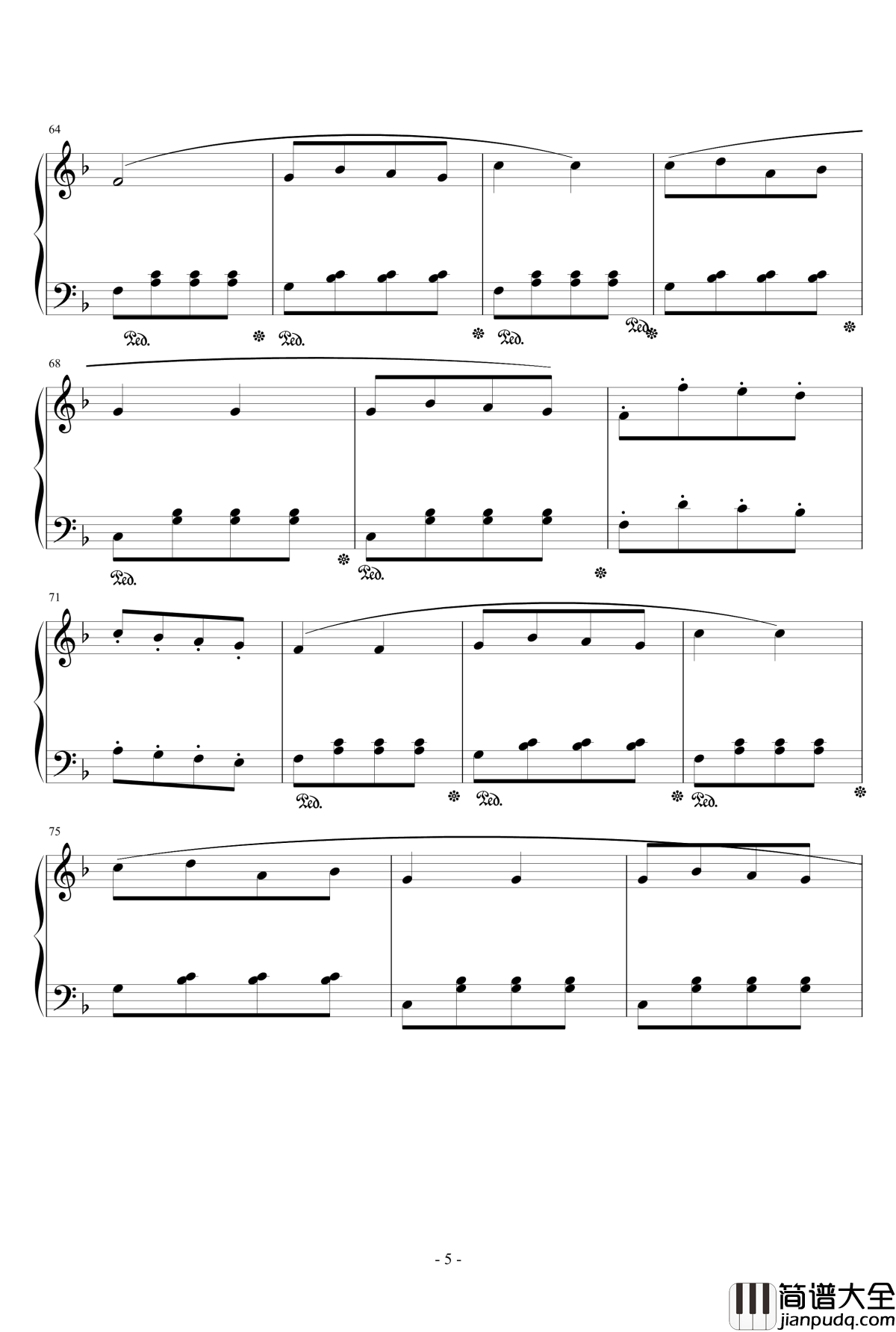 康康舞曲钢琴谱_简单版_巴赫