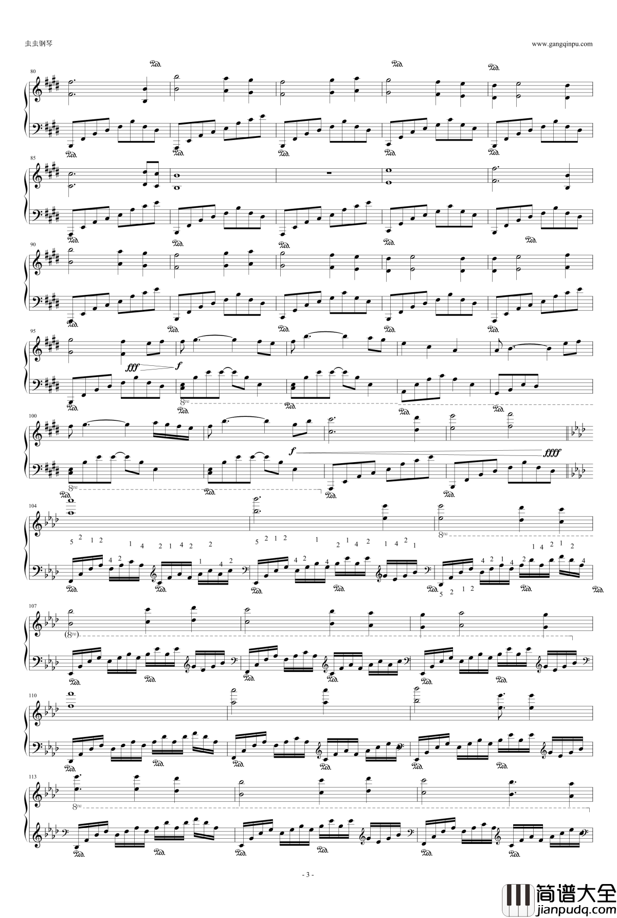 我心依旧钢琴谱_带指法_泰坦尼克号主题曲