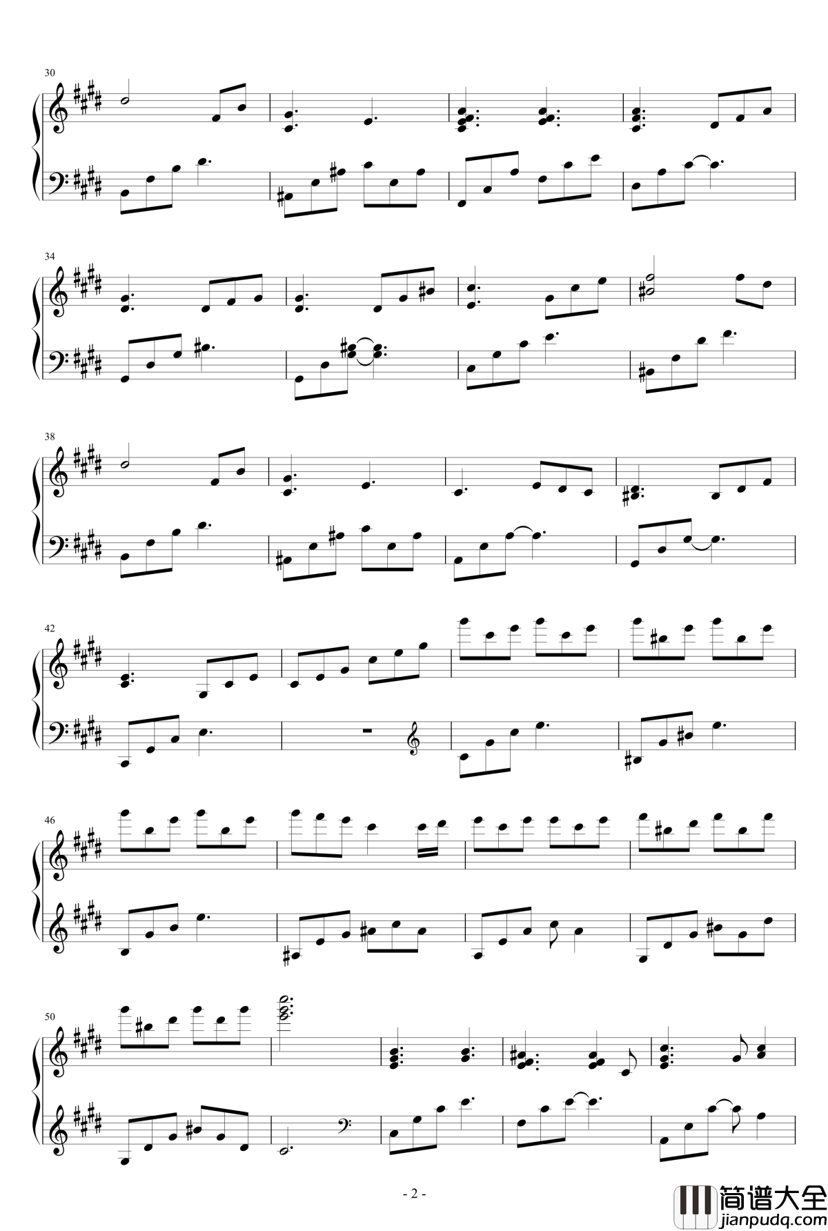 流行钢琴谱_三_认认真真