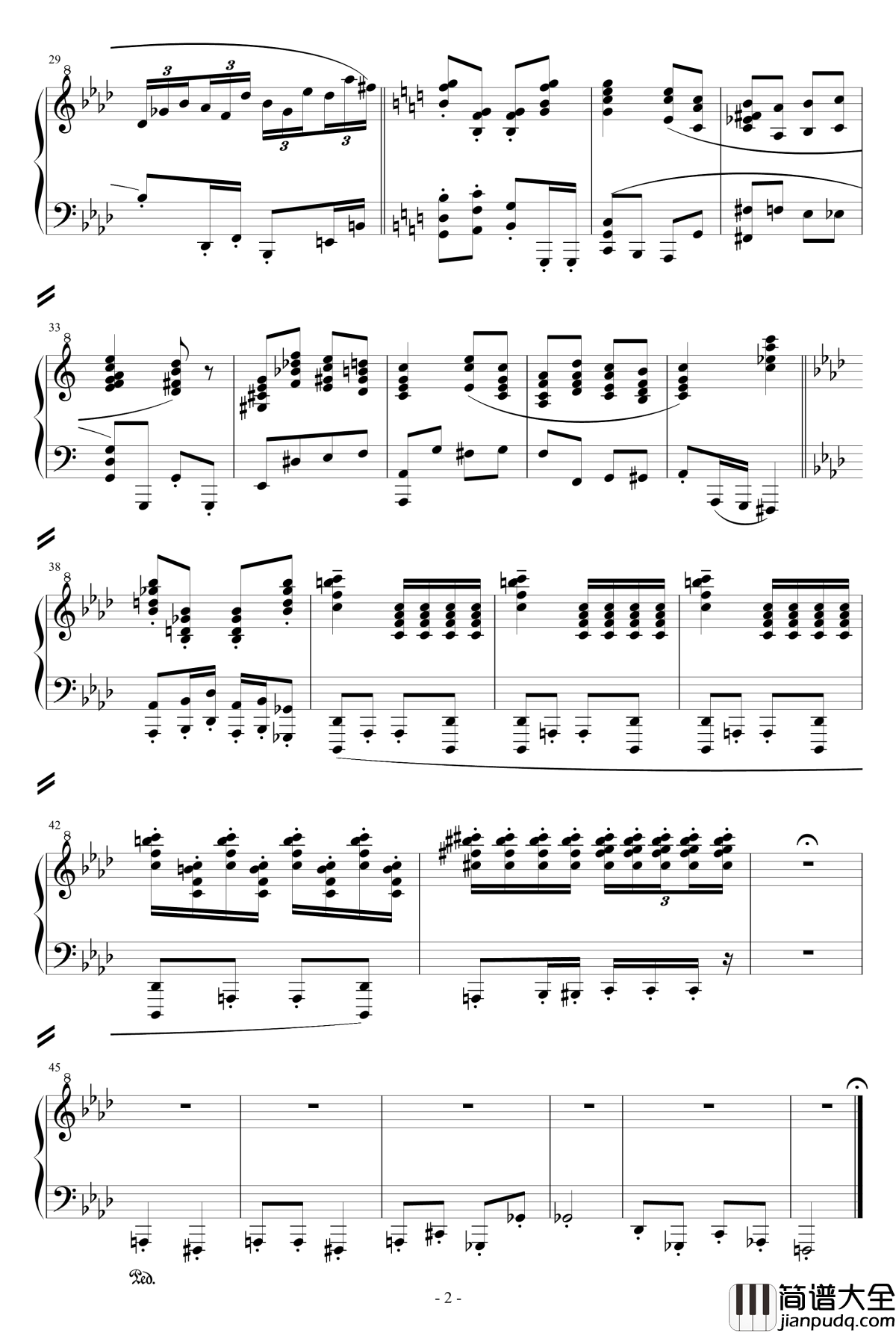 完美的f小调钢琴谱_流行追梦人