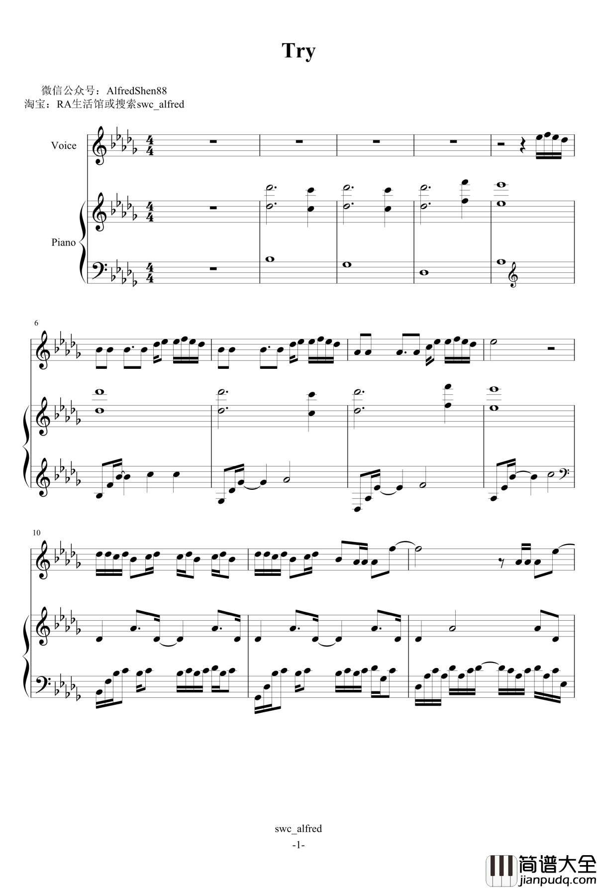 try钢琴谱_colbie_caillat