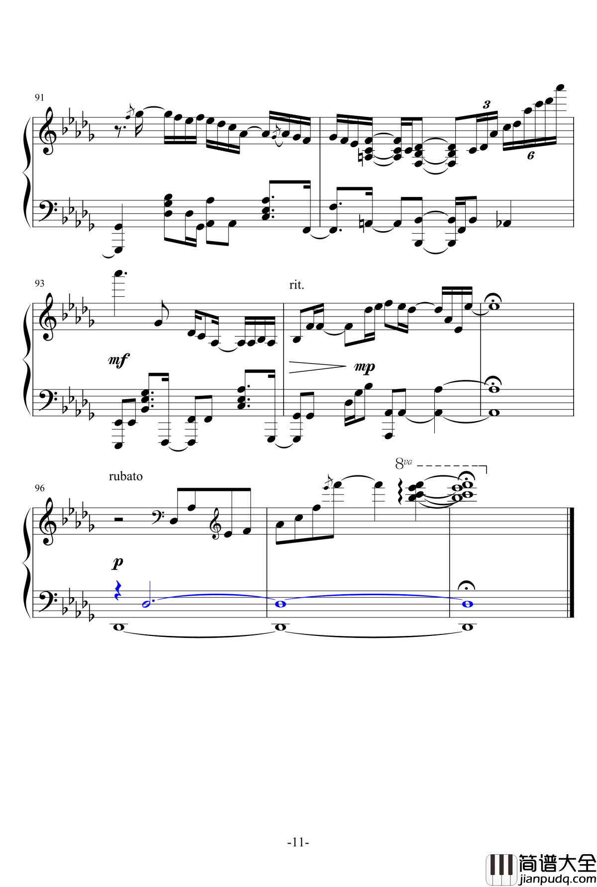 奏钢琴谱_かなで_触手猴