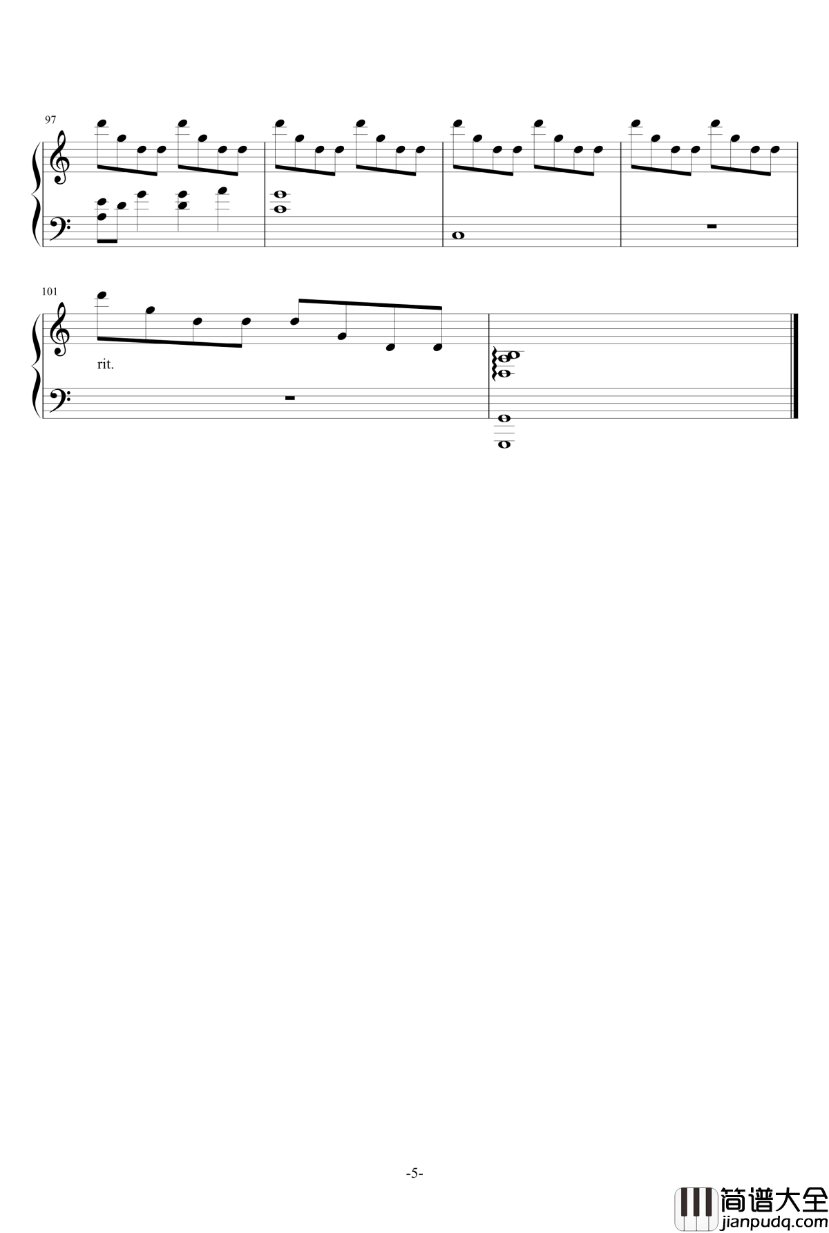 小小的手心钢琴谱_CLANNAD_Clannad