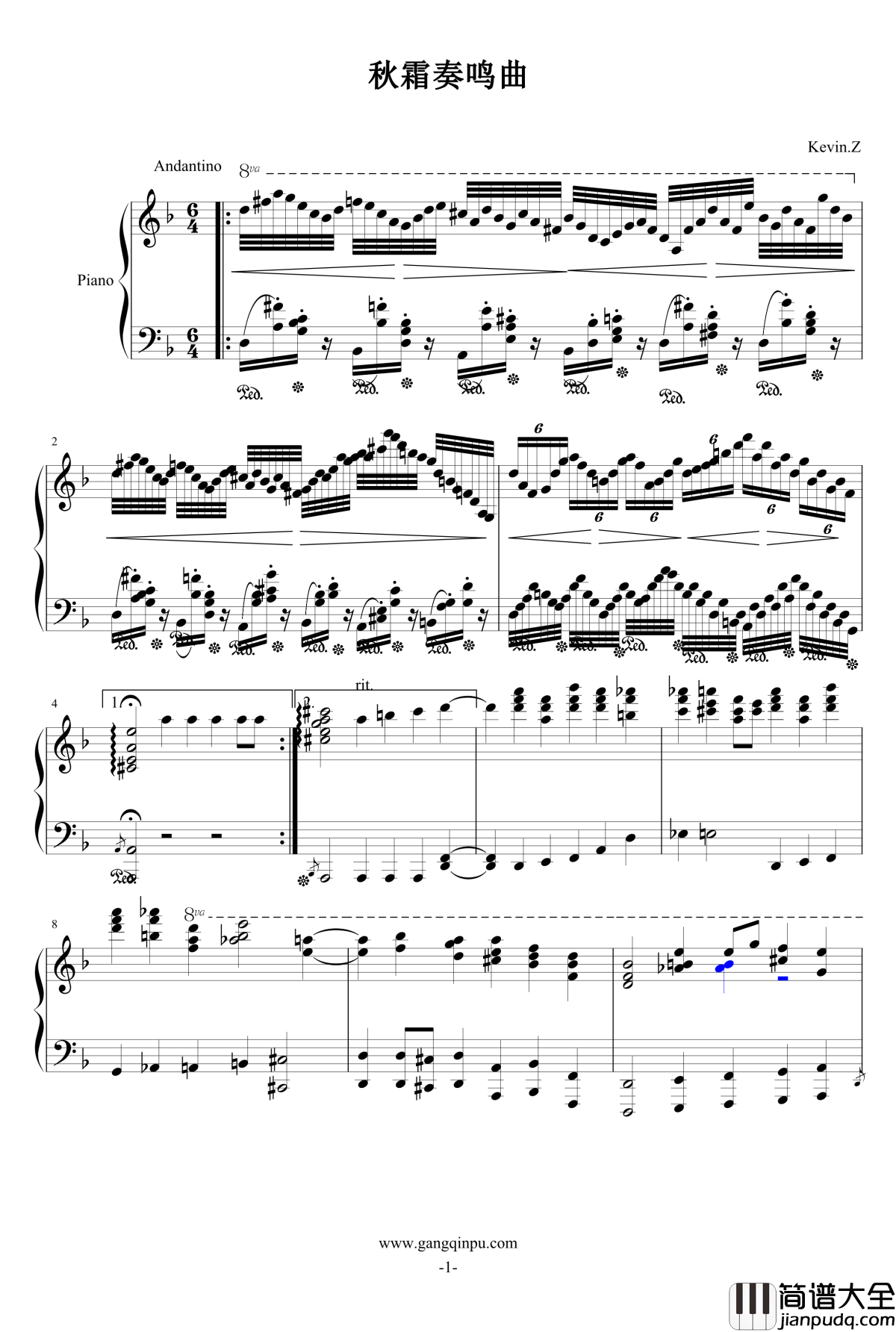 秋霜奏鸣曲钢琴谱_airoad