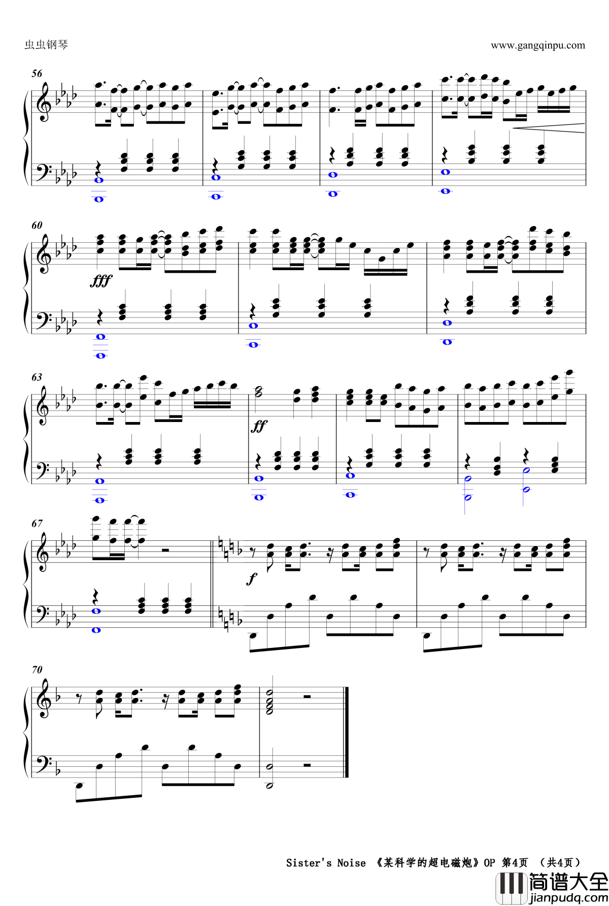 s_Noise钢琴谱_某科学的超电磁炮op_Sister&apos