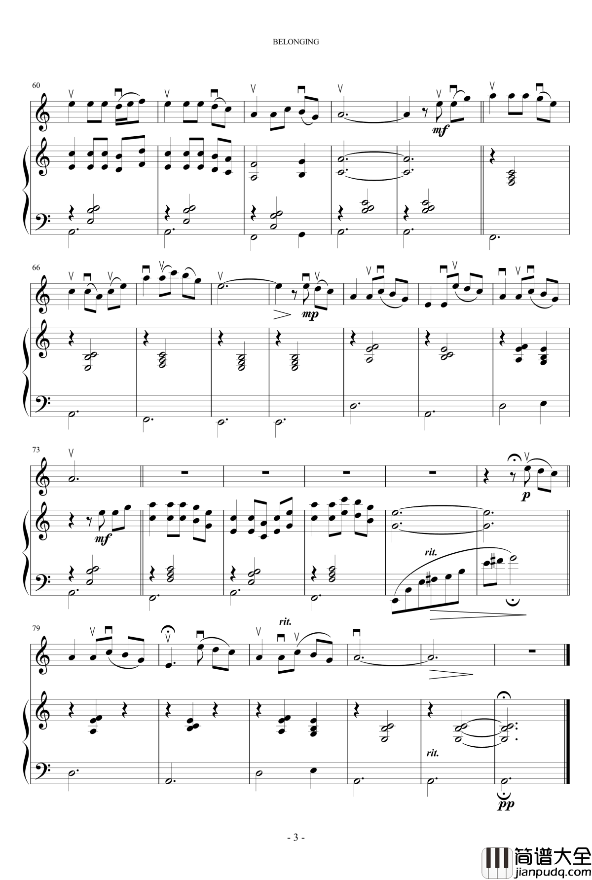 Belonging钢琴谱_The_Secret_Garden