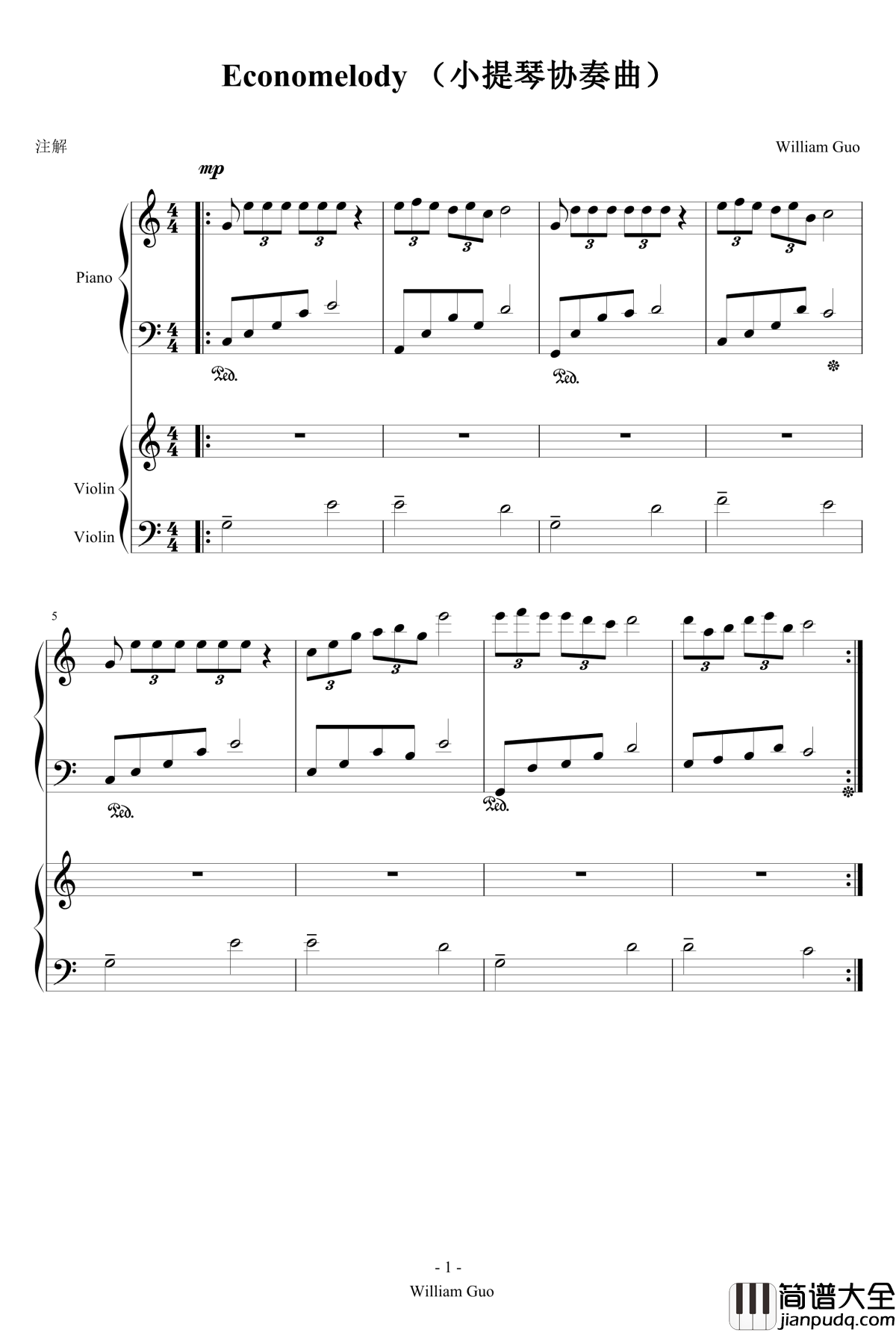 Economelody钢琴谱_小提琴协奏曲_gyc598652015