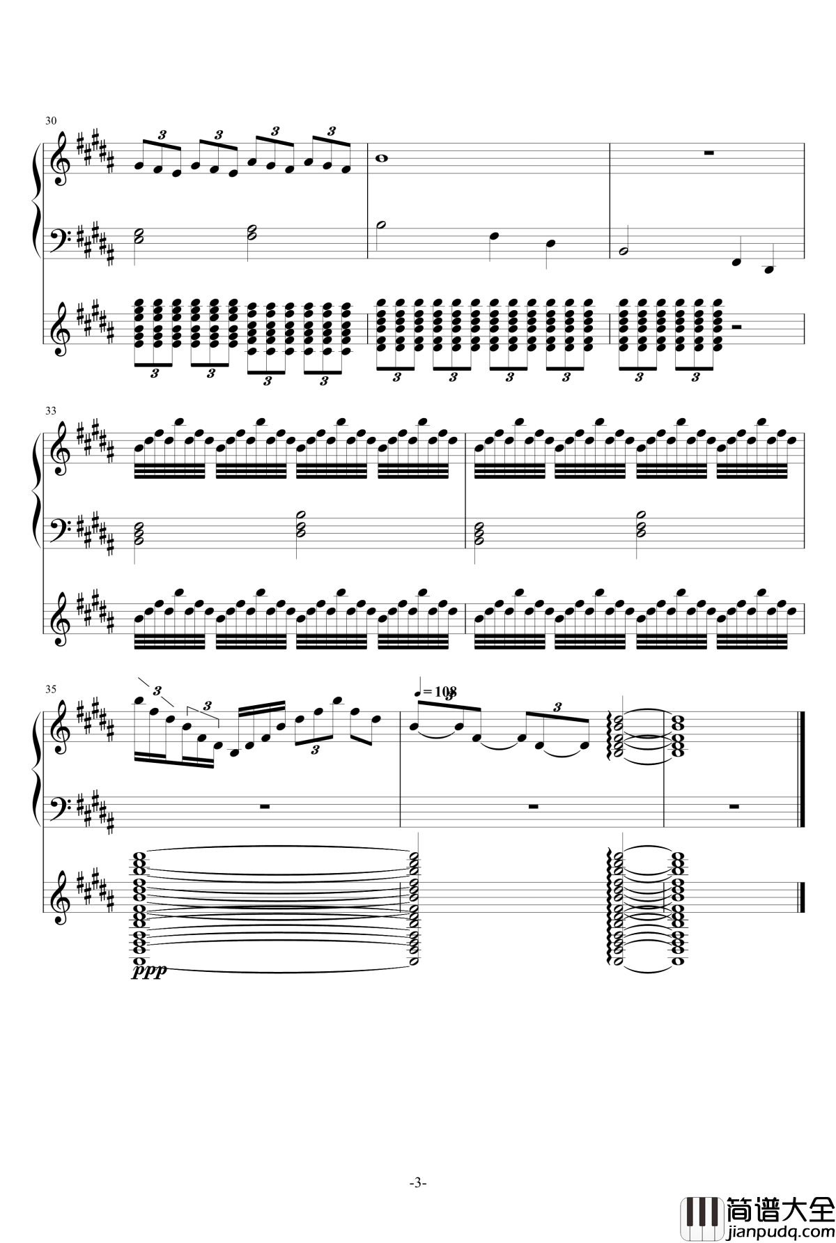 二元二次空间钢琴谱——虎水小骥的主题曲_虎水小り