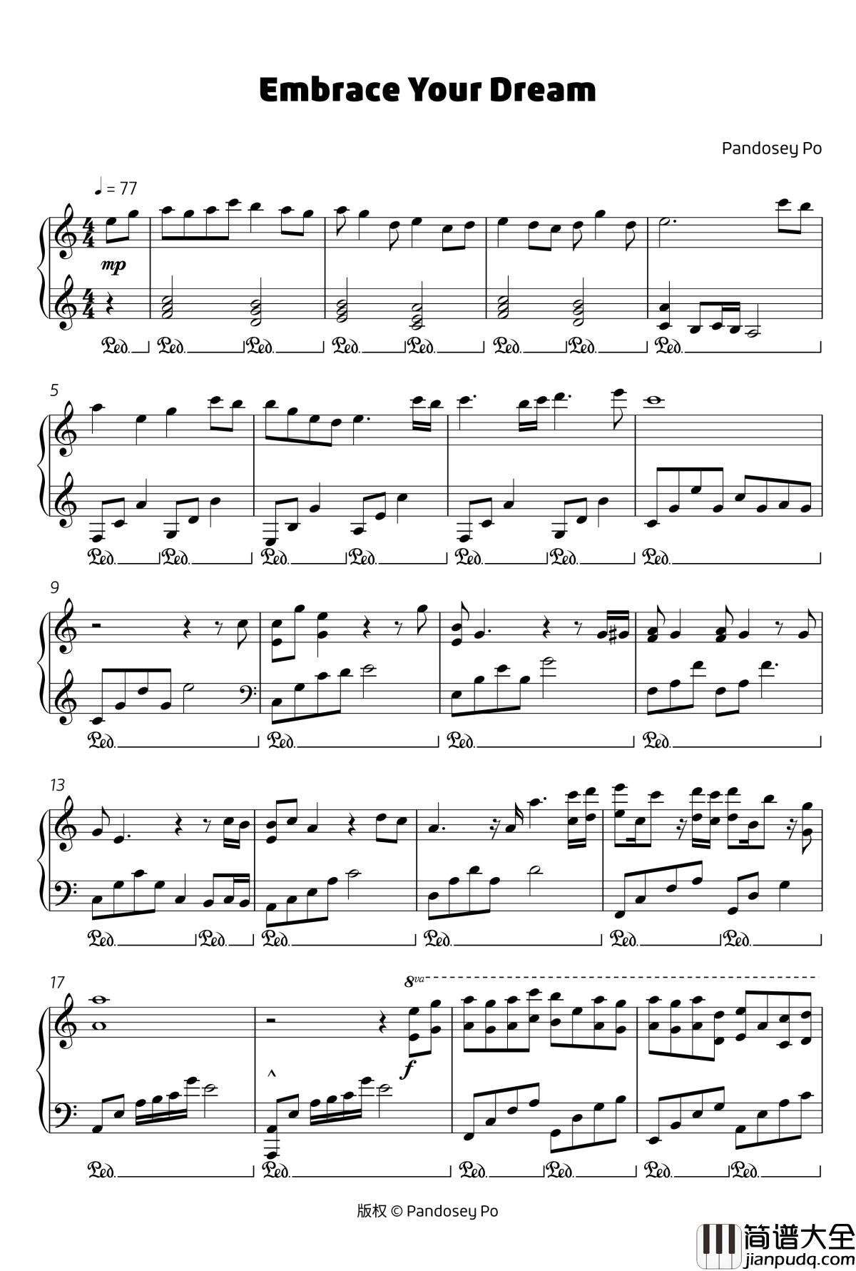 Embrace_Your_Dream钢琴谱_尉迟包包