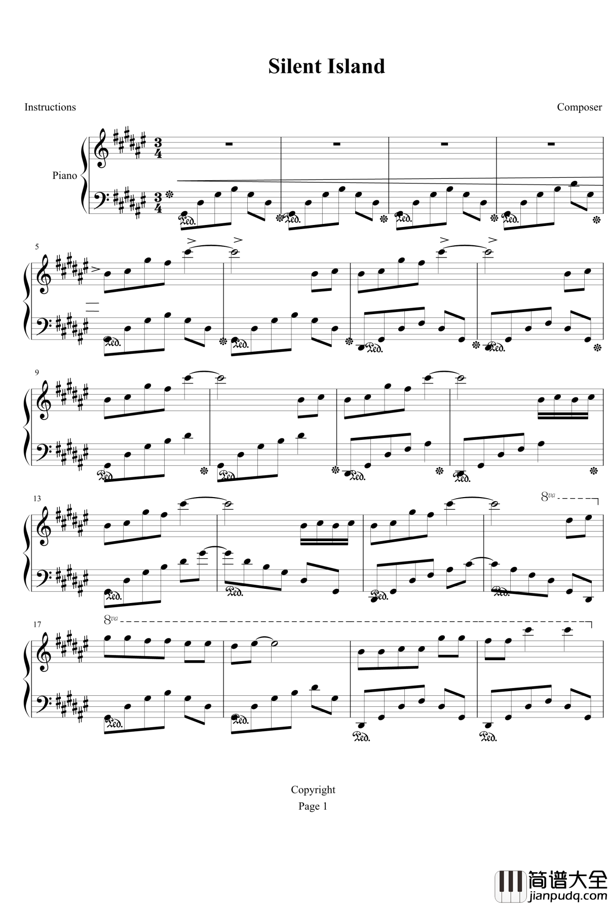 Silent_Island钢琴谱_MarioSora