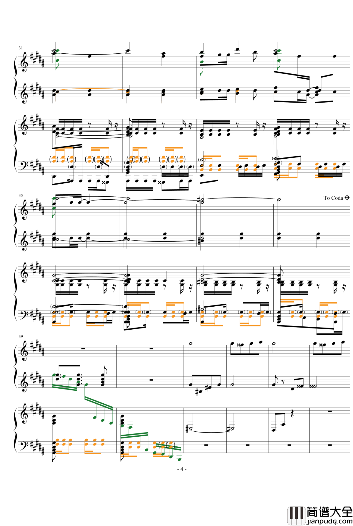 Only_my_railgun钢琴谱_四手联弹_fripSide