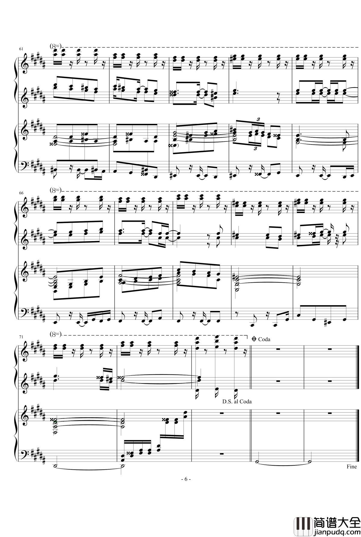 Only_my_railgun钢琴谱_四手联弹_fripSide