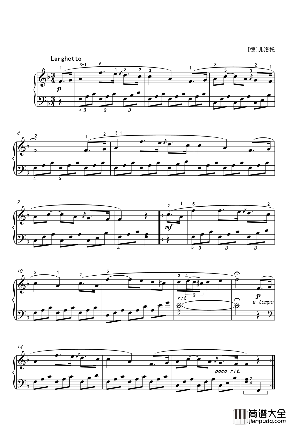 夏日里最后的玫瑰钢琴谱_世界名曲