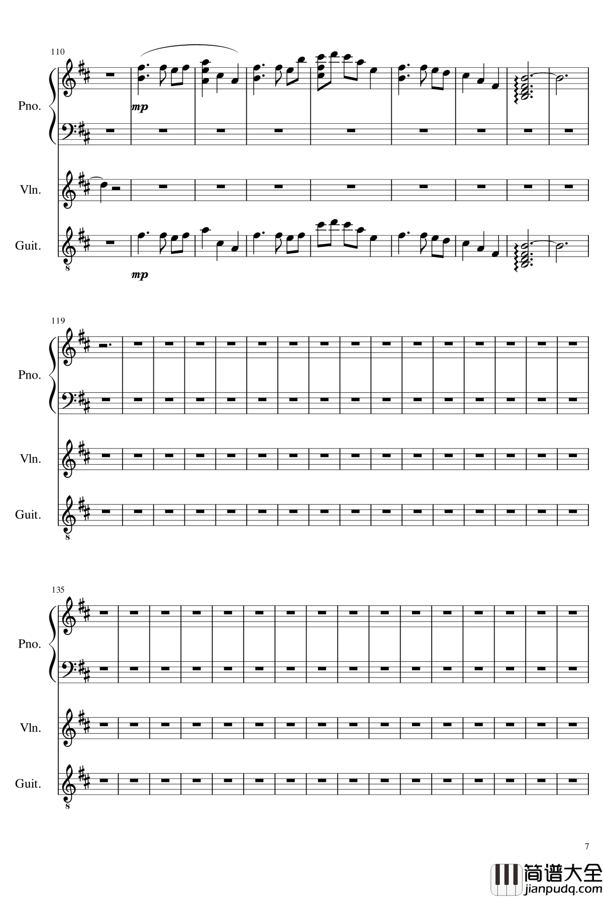 _遠い空へ钢琴谱__钢琴_吉他_小提琴_穹妹