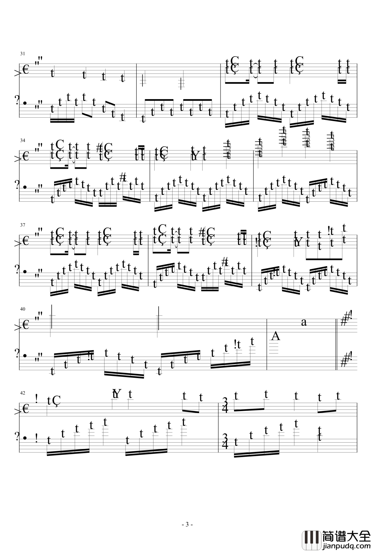 人间沙钢琴谱_完整版_爵迹片尾曲_陈学冬