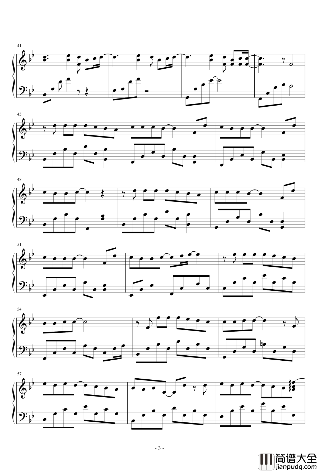 安静钢琴谱_简易版_周杰伦