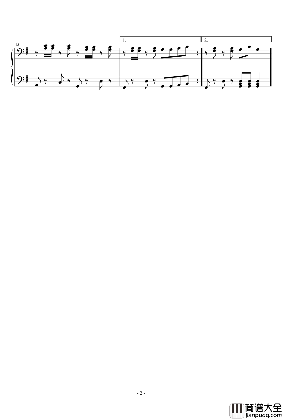 铃儿响叮当四手联弹二钢琴谱_世界名曲