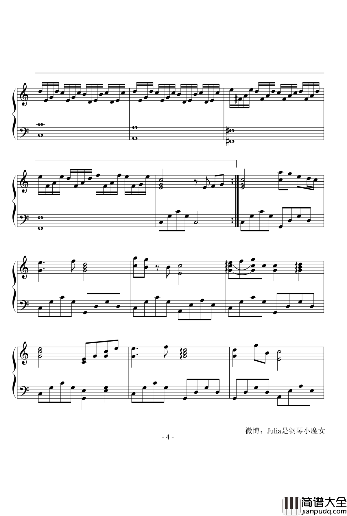 蒲公英的约定钢琴谱_周杰伦