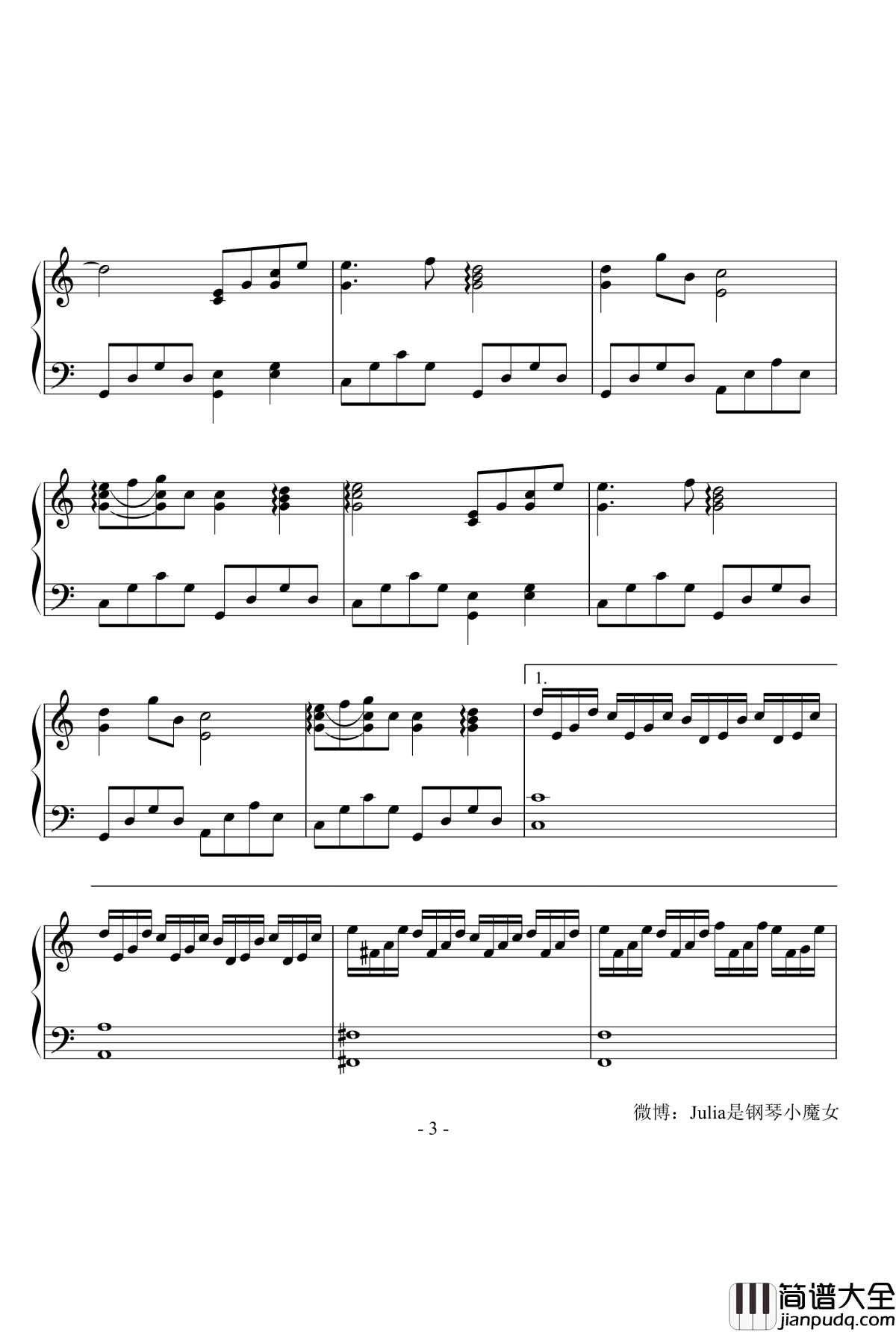 蒲公英的约定钢琴谱_周杰伦