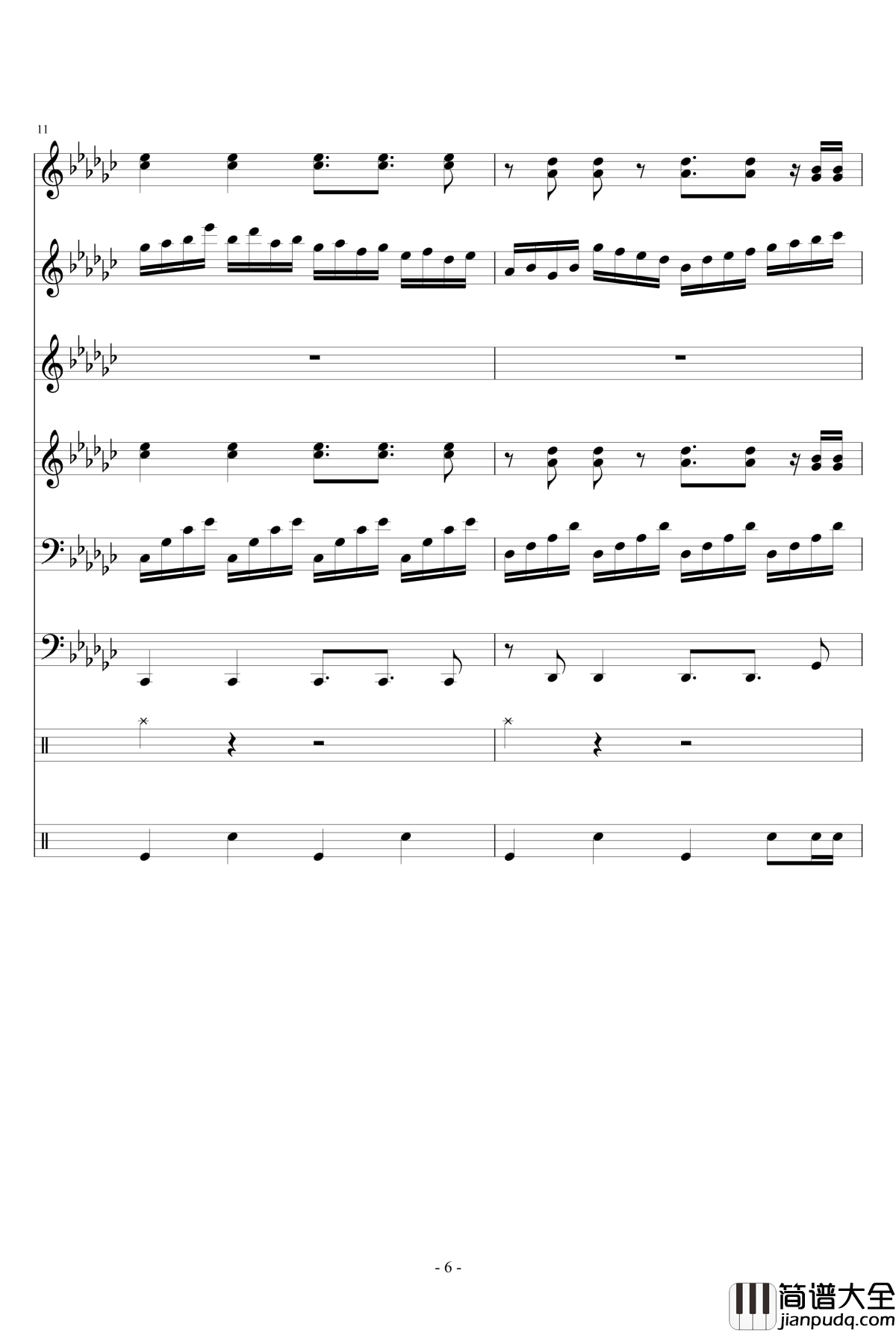 少女绮想曲钢琴谱_节奏大师