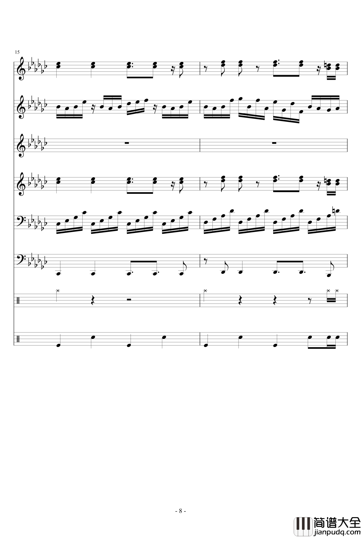 少女绮想曲钢琴谱_节奏大师