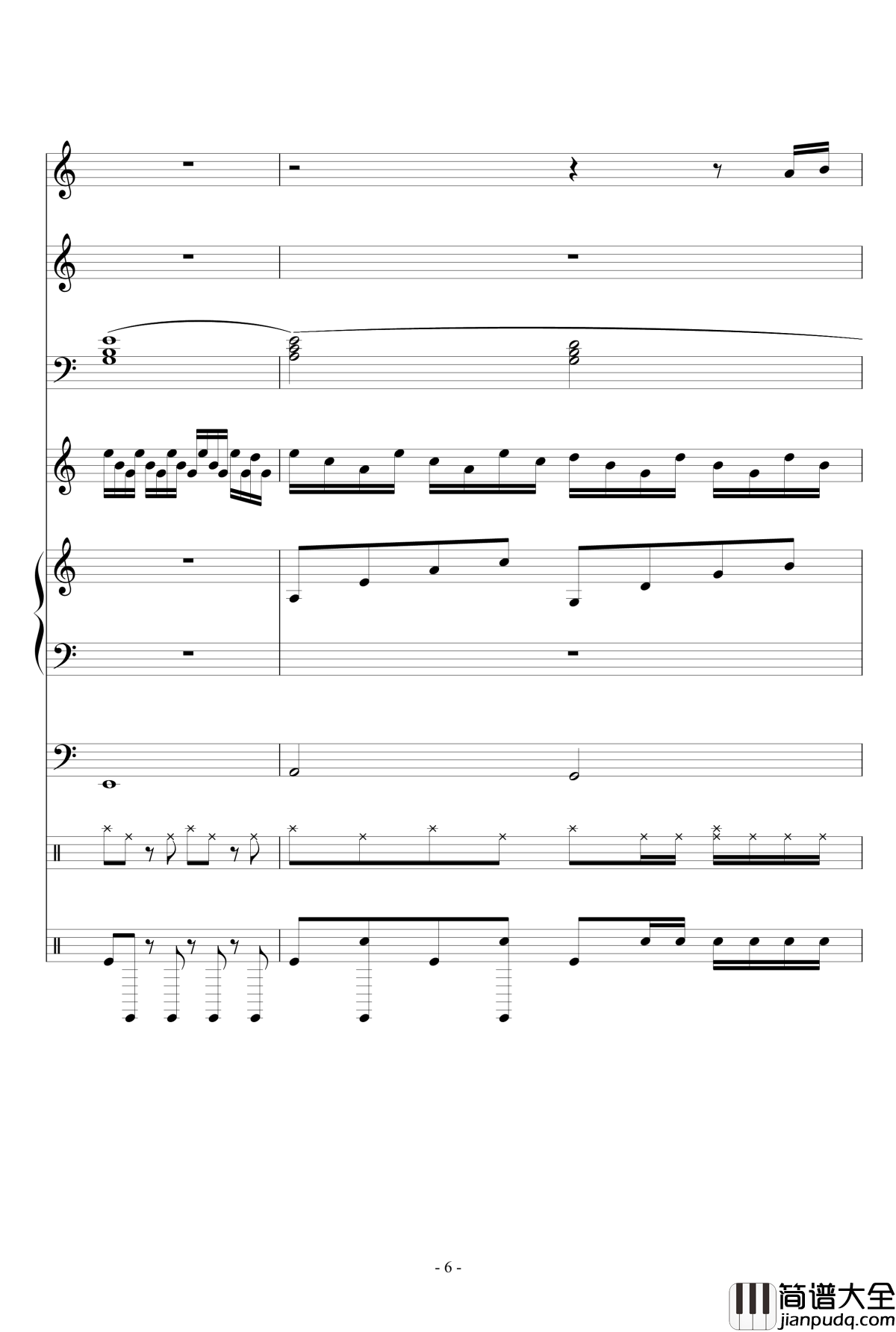 雪愿钢琴谱_节奏大师