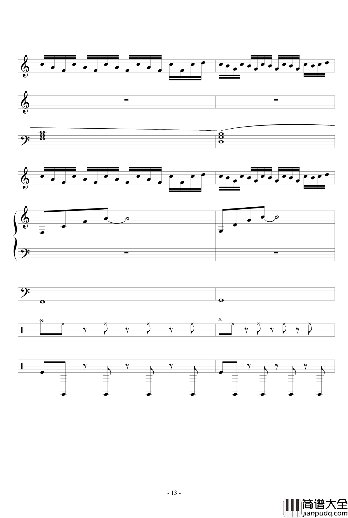 雪愿钢琴谱_节奏大师