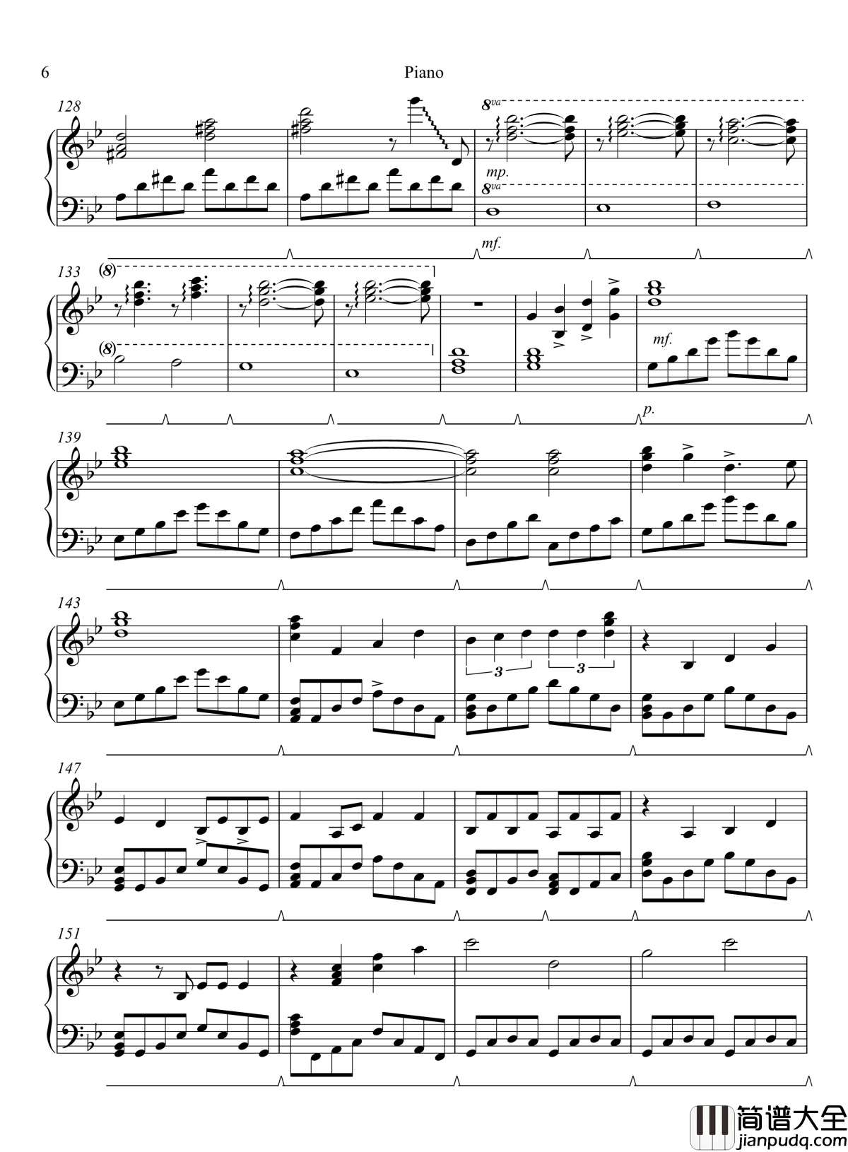 EternalFeather钢琴谱_悠久之翼