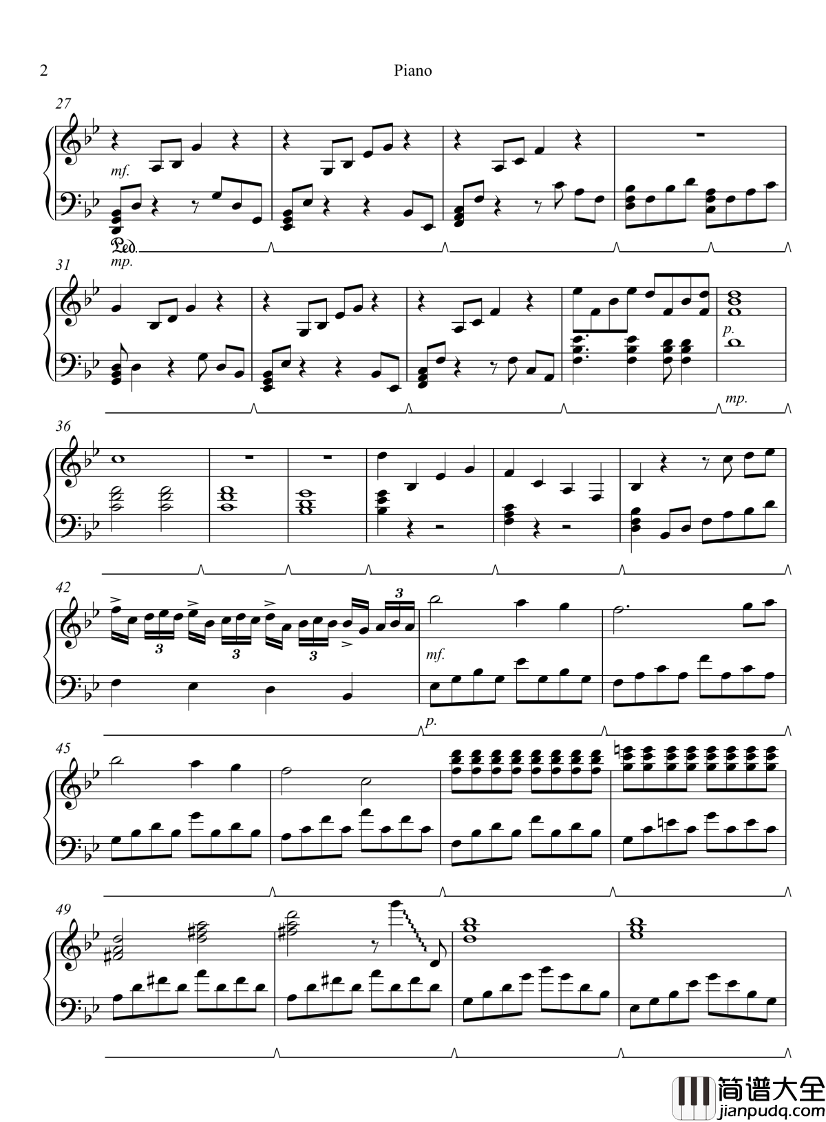 EternalFeather钢琴谱_悠久之翼