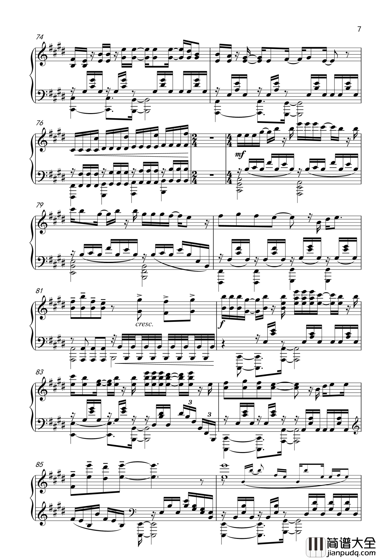 _プライド革命OP钢琴谱_钢琴完整版_银魂