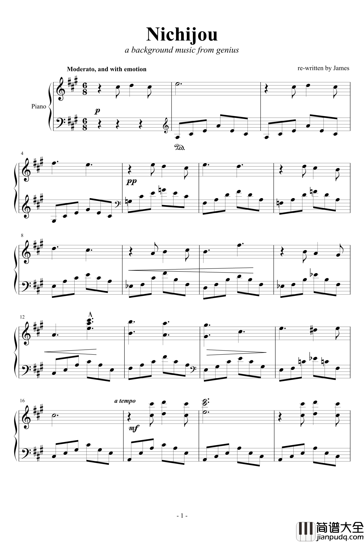 Nichijou钢琴谱_94话Genius的插曲