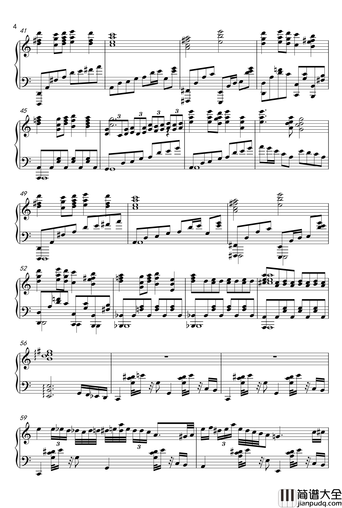 纤夫的爱钢琴谱_于文华