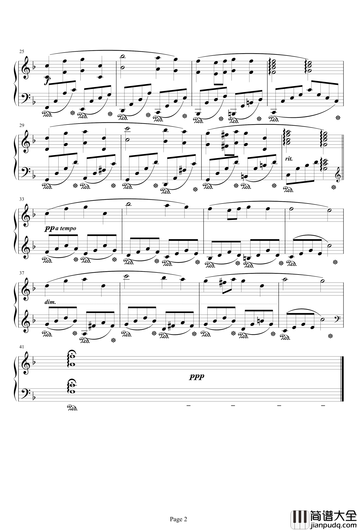 最终幻想FF1片头曲钢琴谱_最终幻想