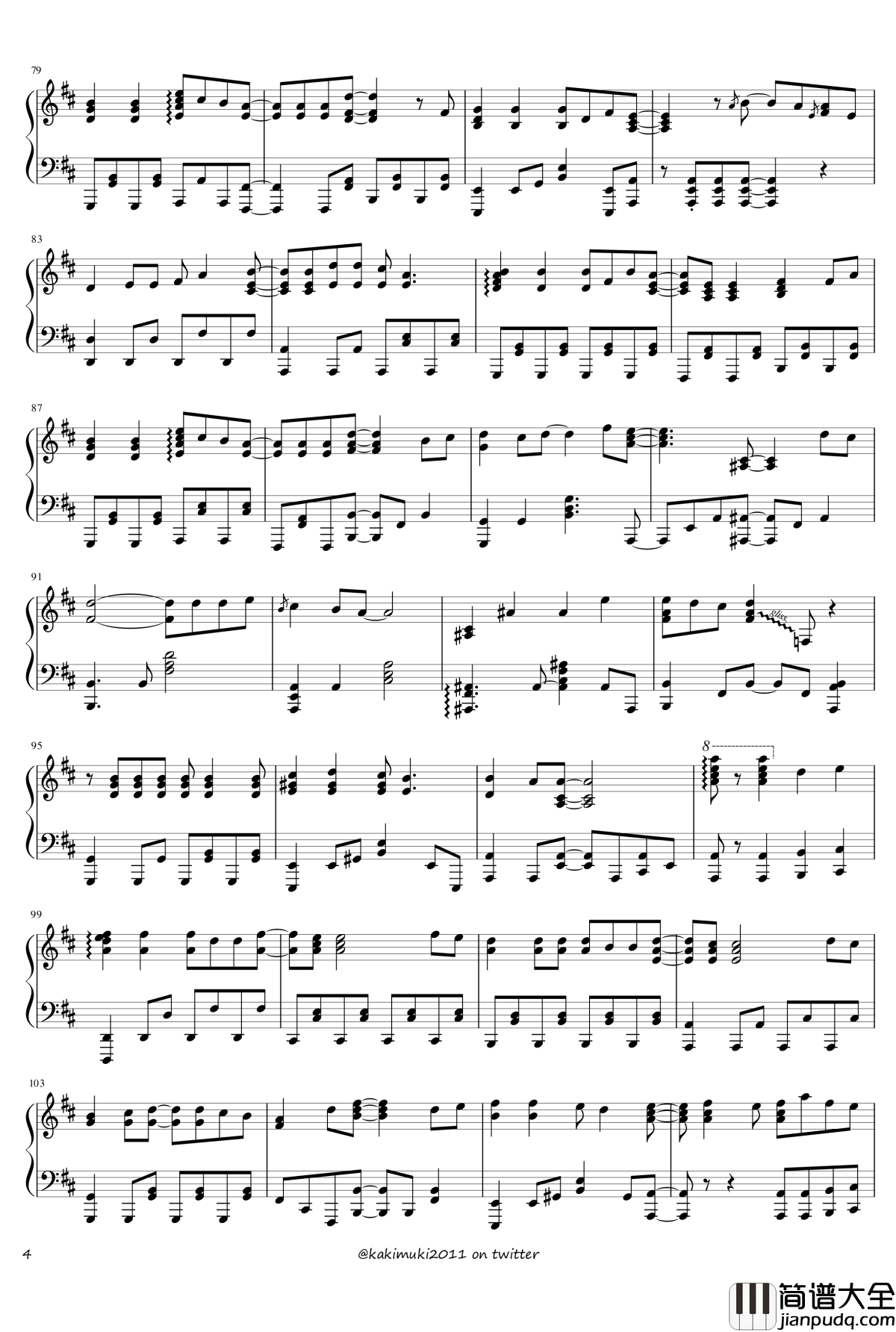 72首动漫名曲连弹钢琴谱_part_3_触手猴