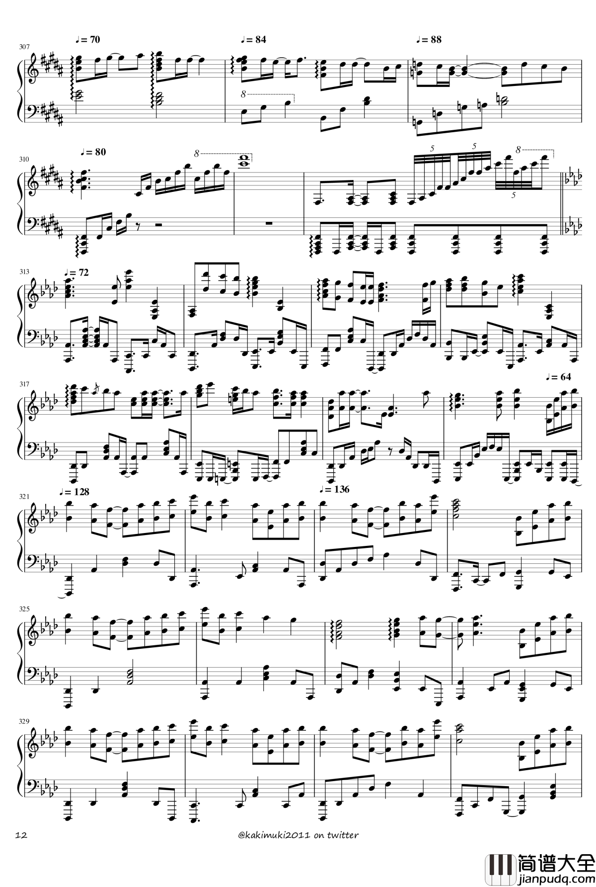 72首动漫名曲连弹钢琴谱_part_3_触手猴