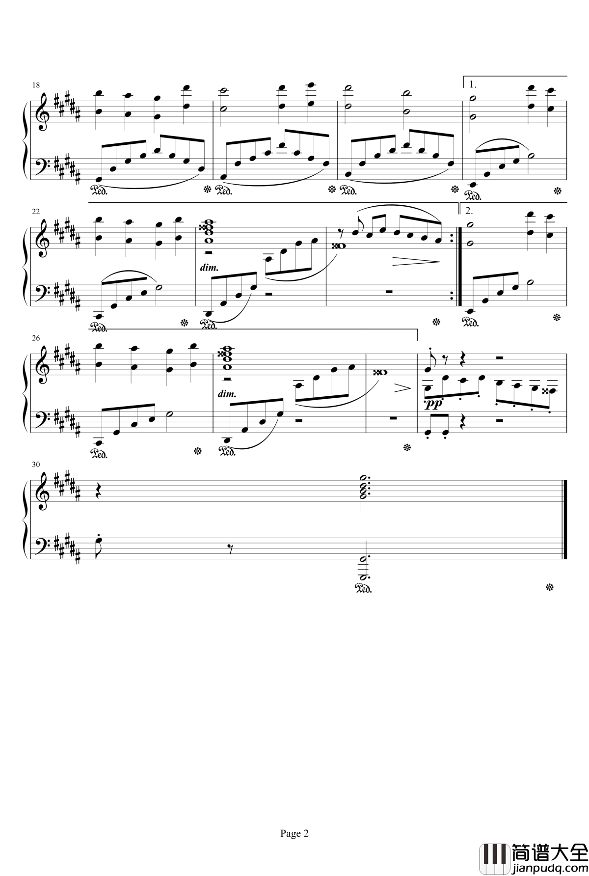 最终幻想FF1海底神殿钢琴谱_最终幻想