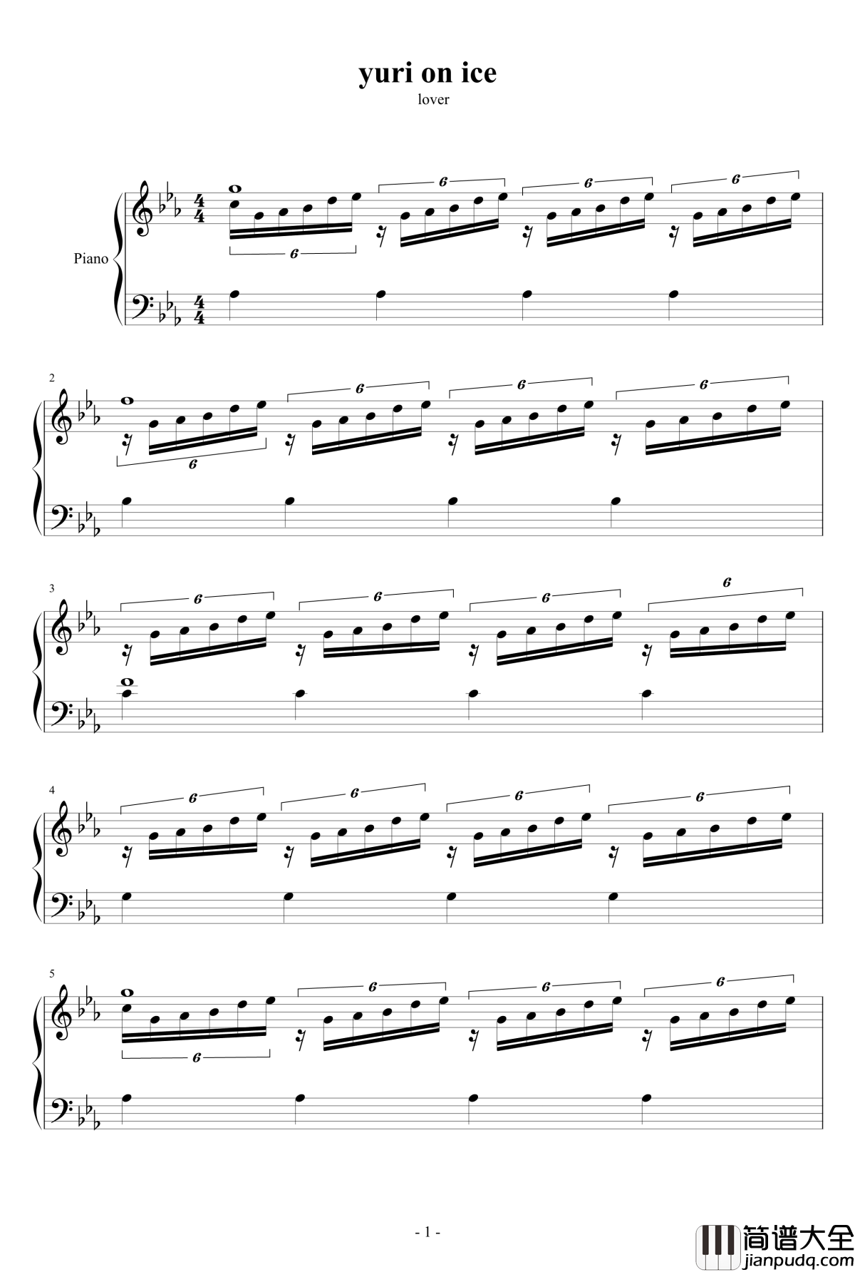 yuri__on__ice钢琴谱_冰上的尤里