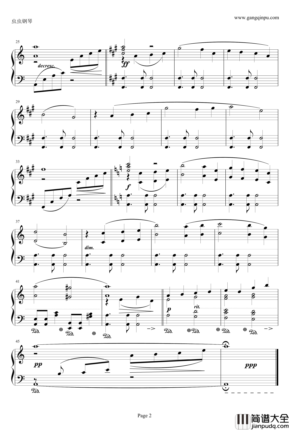 最终幻想FF2片头曲钢琴谱