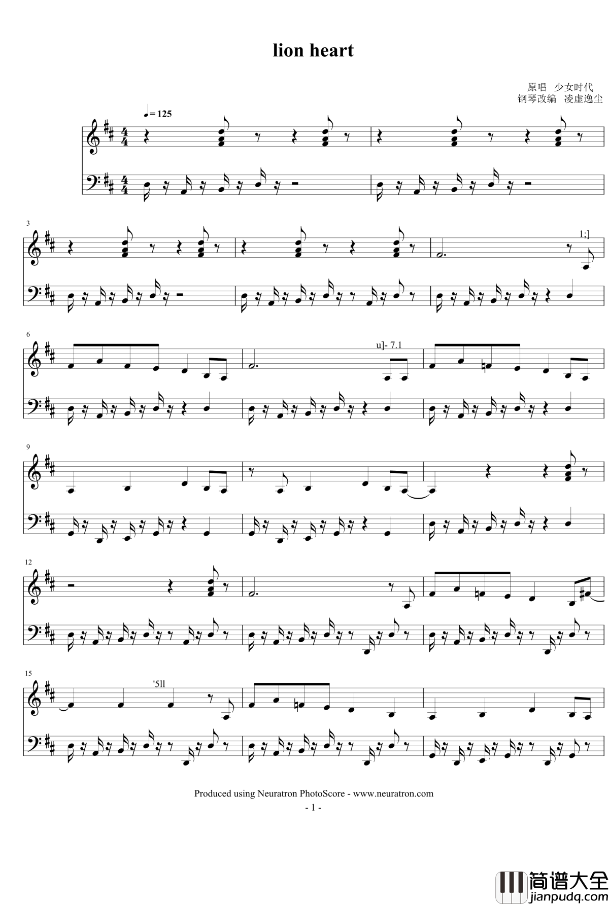 lion_heart钢琴谱_少女时代