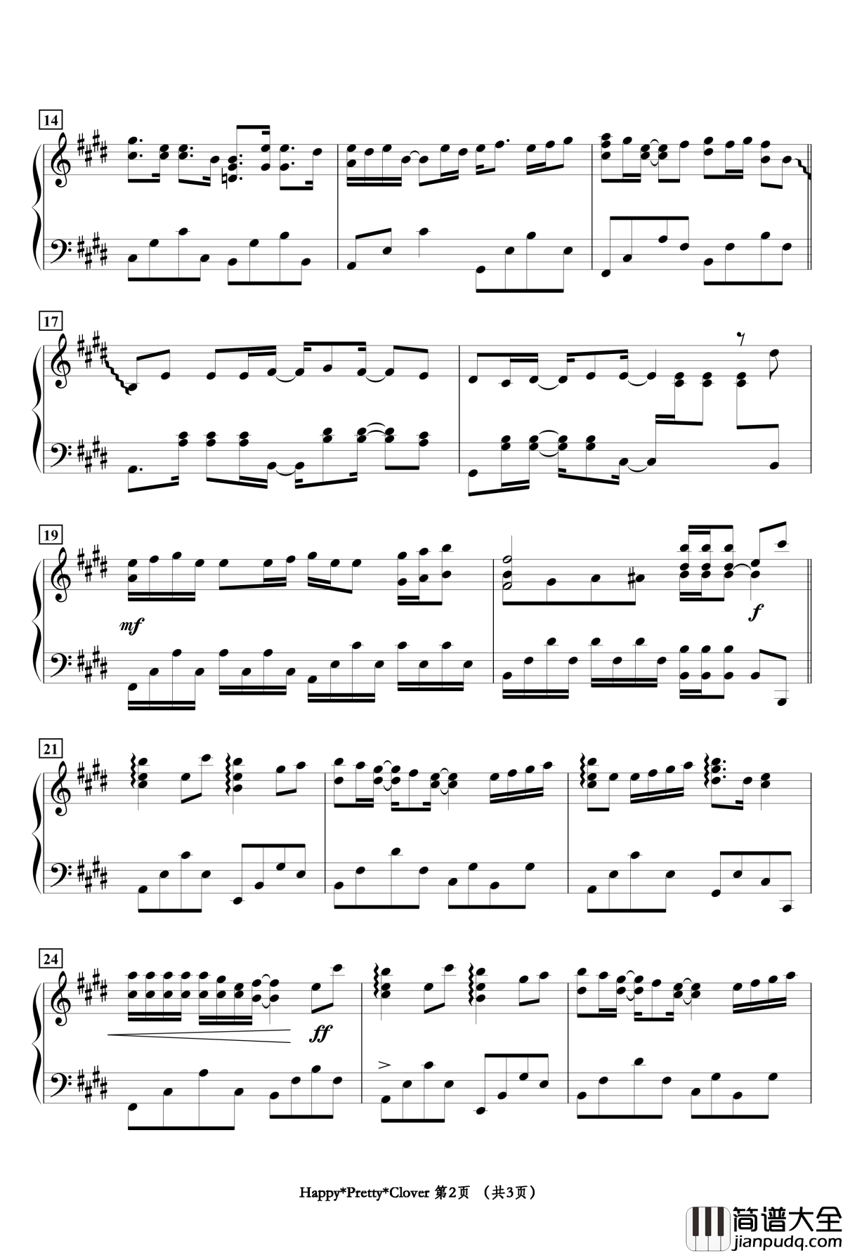 Happy_Pretty_Clover钢琴谱_黄金拼图Pretty_Days