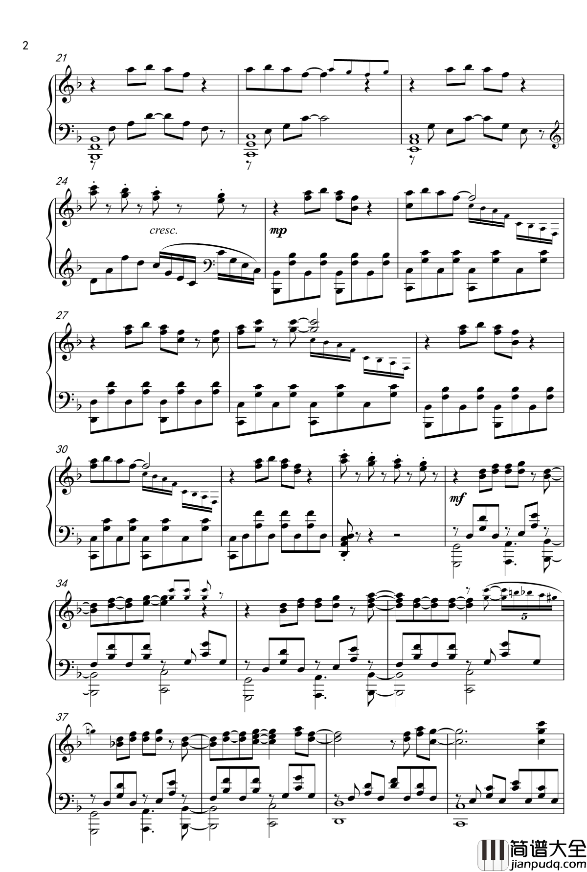 龙与虎ED2钢琴谱__オレンジ__Full_Ver._龙与虎