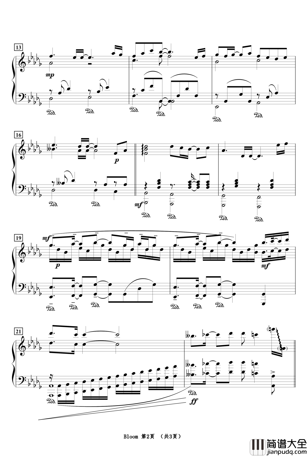 Bloom钢琴谱_少女编号OP2