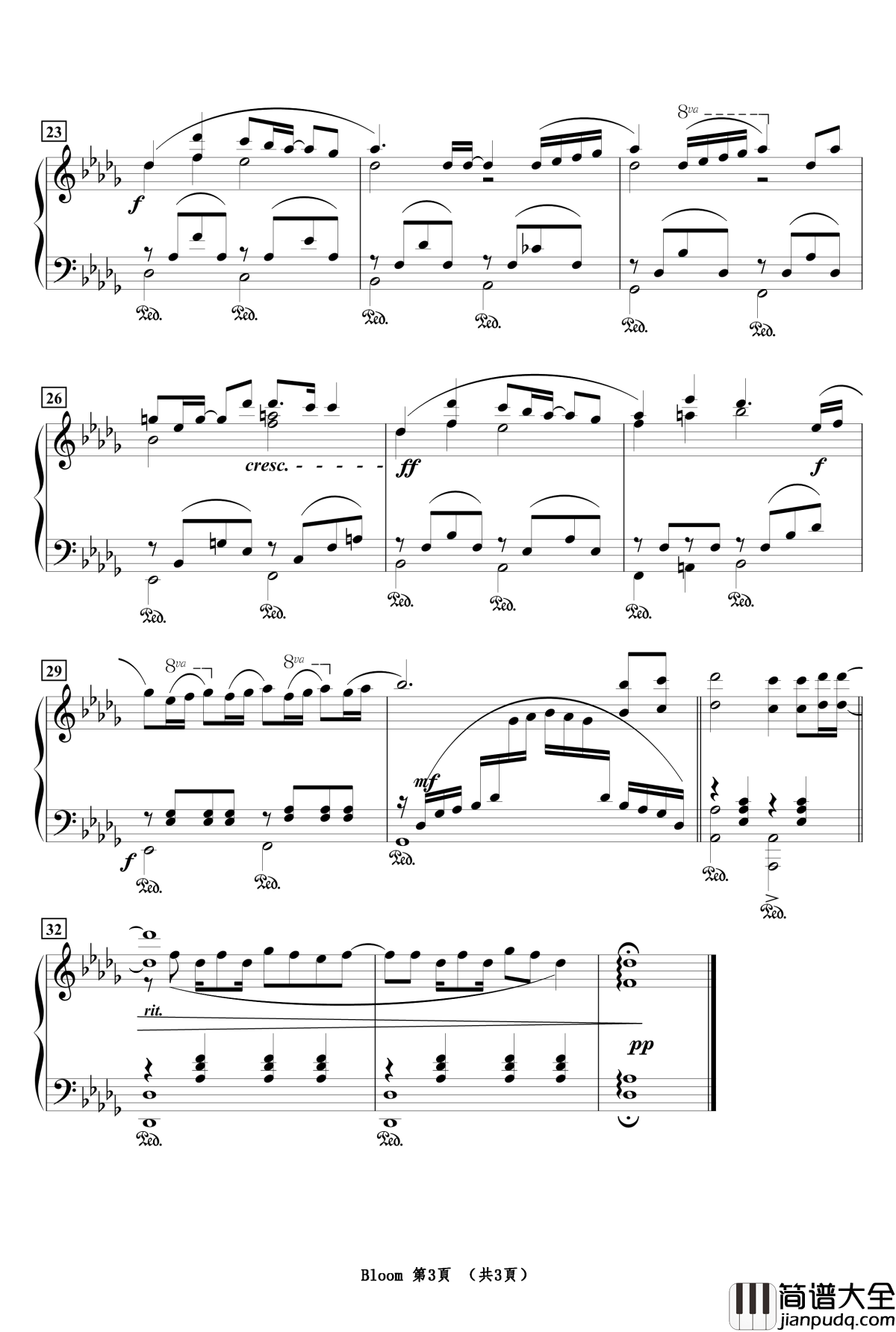 Bloom钢琴谱_少女编号OP2