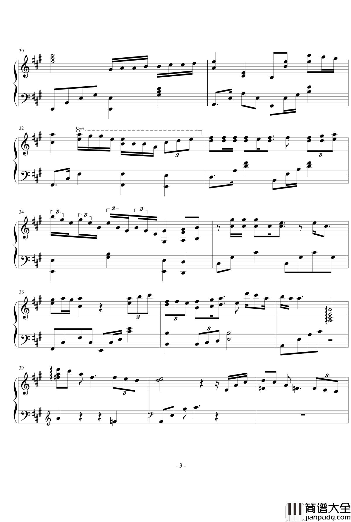 听海钢琴谱_钢琴独奏_学友版_张学友