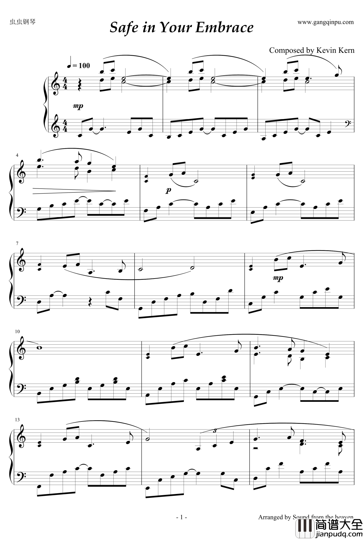 Safe_in_Your_Embrace钢琴谱_Kevin_Kern