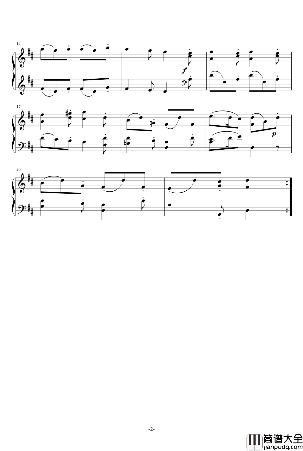 吉格钢琴谱_莫扎特