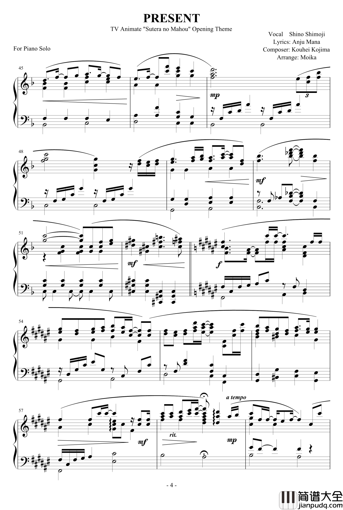 斯特拉的魔法插曲钢琴谱_プレゼント_斯特拉的魔法