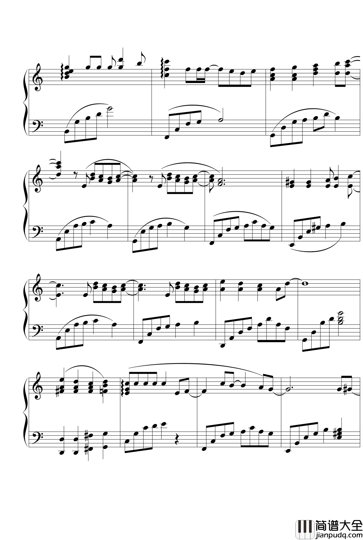 追钢琴谱_张国荣