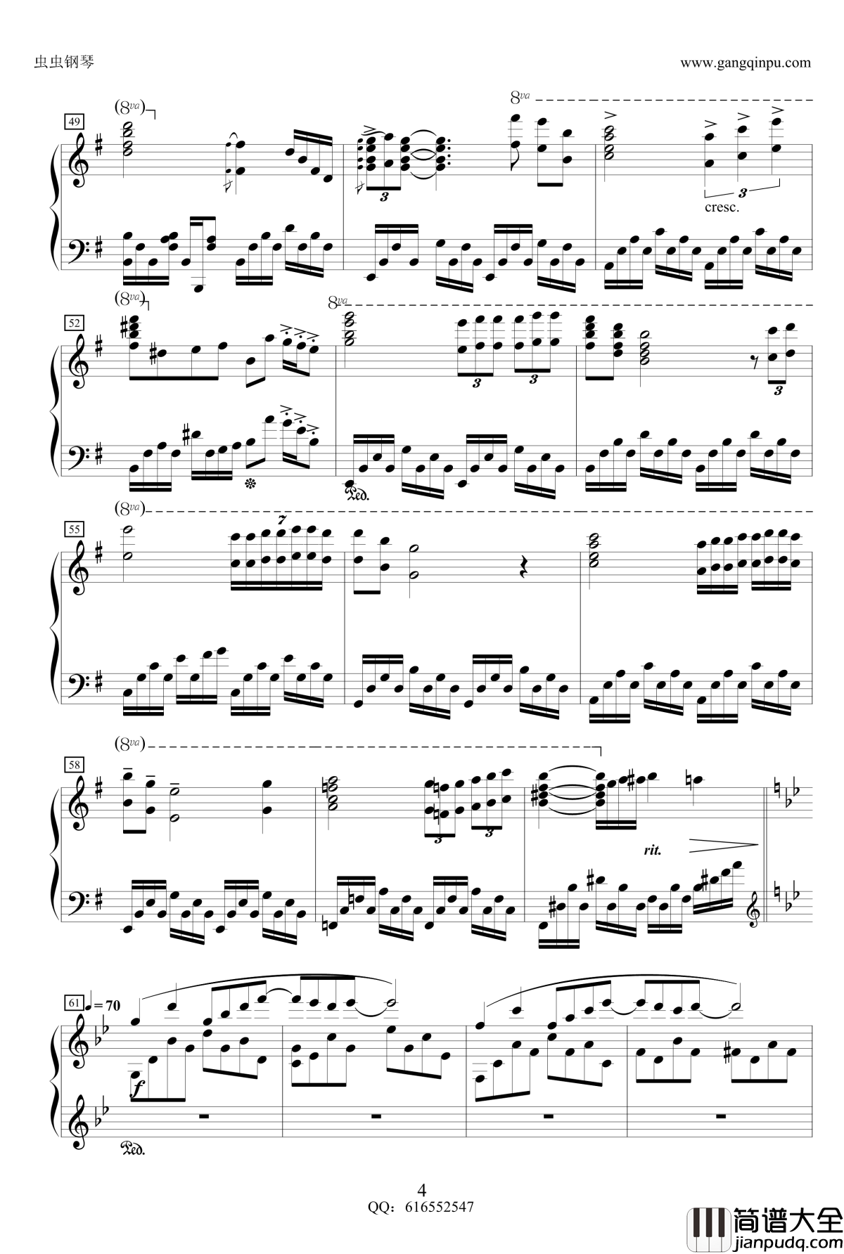 星空/星夜钢琴手_金龙鱼原声版161201钢琴谱_克莱德曼