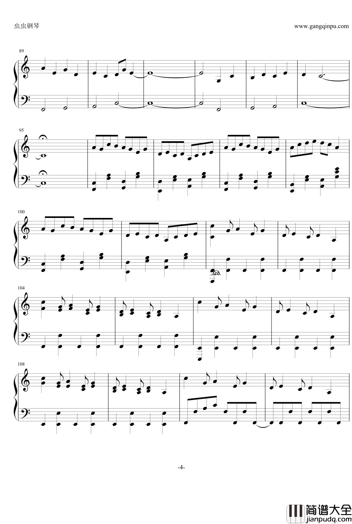 三叶角色主题音乐钢琴谱_三葉のテーマ_你的名字_RADWIMPS